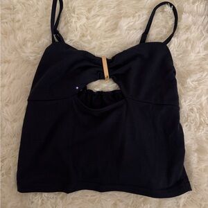 Navy blue Cutout Crop Top